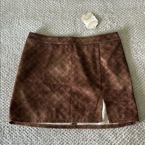 *NWT* Altar'd State Brown Mini Pencil Skirt with Slit Faux Leather